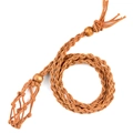 Brown hand-woven mesh pocket necklace with adjustable wooden beads for crystal stones - Net Cage Length (Approx 30mm) / Coffee