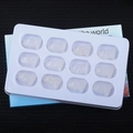 Set of 12 hand-carved white gemstone wolf animal figurines in a 12-slot display box - White Crystal
