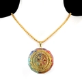 Natural colorful crystal chips necklace with Viking compass resin hexagon pendant - Viking Compass Octagon Style (44号)