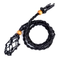 Handmade black woven stone holder necklace with orange wooden beads on a white background - Net Cage Length (Approx 30mm) / Black