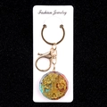 Tree of Life keychain with colorful agate stones in a resin pendant with gold hardware - Tree of Life Disc Style (No. 37)