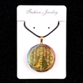 Pendentif arbre de vie en résine sept chakras avec pierres naturelles et cordon en cuir noir - Style 36