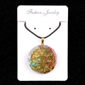 Pendentif hexagone en résine Arbre de Vie aux Sept Chakras avec pierres naturelles - Style 37