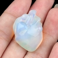 Mini opal crystal anatomical heart carving with iridescent white translucent finish - Opal (Synthetic)