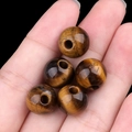 Cinque perle in occhio di tigre da 12mm con fori grandi da 3mm per gioielli fai da te - Occhio di tigre / 12mm con foro da 3mm