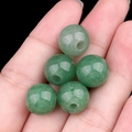 Cinque perline in pietra naturale verde con fori grandi per la creazione di gioielli - Aventurina verde / 12mm con foro da 3mm