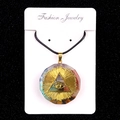 Pendentif octogonal en résine de cristal avec œil doré et pierres colorées - Style 43