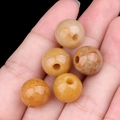 Cinque perle di agata gialla foro grande 12mm perle tonde in pietra naturale su mano - Giada Gialla / 12mm con foro da 3mm