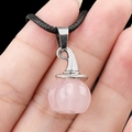 Roze kwarts pompoen hanger met zilveren toenaarshoed en zwart koord voor ketting - Pompoen Tovernaarshoed Stijl / Rozenkwarts