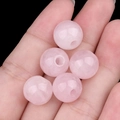 Perle in quarzo rosa traslucido da 12 mm con foro grande da 3 mm per creazione di gioielli fai da te - Quarzo rosa / 12mm con foro da 3mm