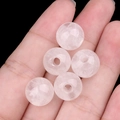 Cinque perle in quarzo rosa traslucido da 12mm con foro grande per creazione di gioielli - Cristallo di rocca / 12mm con foro da 3mm