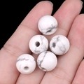 Cinque perline in marmo bianco da 12mm con foro da 3mm per creazione gioielli DIY - Howlite / 12mm con foro da 3mm