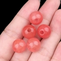 Perline tonde in pietra naturale rosa traslucida per gioielli fai-da-te con foro grande - Artificial Cherry Quartz / 12mm con foro da 3mm