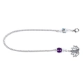 Silberne Yoga-Pendelkette mit lila Perle und Lotus-Meditationsanhänger Zubehör - Silberkette (Zen-Meditation)