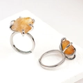 Vintage silver ring with raw natural orange crystal in a rustic claw setting - Citrine (Single Piece)