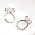 Natural raw rose quartz rings with vintage silver adjustable copper band in silver finish - Rose Quartz (1 Piece)