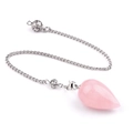 Teardrop rose quartz crystal pendulum with silver chain and decorative beads for meditation - Rose Quartz