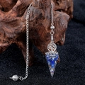 Lapis lazuli resin cone pendulum with copper coil and silver tree of life charm - Lapis Lazuli