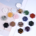 Polished hexagonal natural crystal star pendants in various colorful stone variants - Random Color