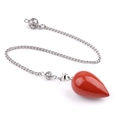 Water drop red stone pendulum with silver chain and hollow beads for yoga meditation - Red Jasper