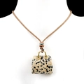 Ketting met dalmatiër jaspis handtas hanger en bruin gevlochten koord voor dames - Dalmatijnse jaspis