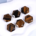Tiger eye natural crystal hexagon star charms with multi-faceted polished surface - Tiger's Eye