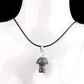 Bohemian witch hat mushroom pendant necklace with black and white striped agate stone - Grey Agate
