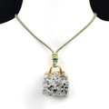 Mini handtas ketting van natuursteen agaat met goud handvat en groen gevlochten touw - Tianshan Blauw