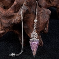 Orgone tree of life pendant with amethyst crystals and copper coil on a metal chain - Amethyst