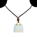 Opaalachtige kristallen handtas hanger aan donker koord, elegante edelsteen ketting - Opaal (Synthetisch)