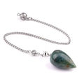 Water drop natural bloodstone crystal pendulum with silver chain for yoga meditation - India Agate