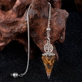 Tiger eye stone tree of life resin pendulum pendant with silver chain and metal charm - Tiger's Eye
