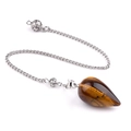 Tiger's eye crystal pendulum pendant with silver chain for meditation and yoga - Tiger's Eye