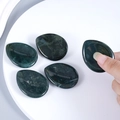 Polished green moss agate thumb worry stone for stress relief and meditation therapy - India Agate