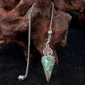Tree of Life pendulum pendant with green crystal stone and silver chain decor - Green Aventurine
