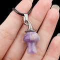 Natural purple amethyst mushroom necklace with vintage silver witch hat pendant detail - Amethyst