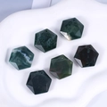 Set di 6 ciondoli a esagramma in agata verde scuro con taglio in pietra naturale - Agata Indiana