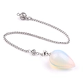 Water drop shape opal crystal pendulum with silver chain for meditation and yoga - Opal (Synthetic)