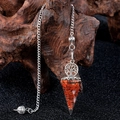 Tree of Life life energy pendulum pendant with red crystal jasper stones and silver chain - Red Jasper