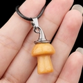 Vintage mushroom pendant necklace with orange agate stone and silver witch hat charm - Topaz