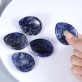 Polished blue sodalite water drop thumb stone with smooth curved groove for stress relief - Blue Sodalite
