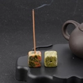 Porte-encens carrés en pierre d'agate naturelle avec textures uniques en lot de 2 pièces - Unakite (1pc)