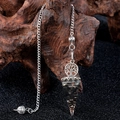Tree of life meditation pendulum pendant with black obsidian crystals in silver resin finish - Obsidian