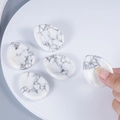 Water-drop shaped white howlite worry stone with grey marble texture for stress relief - Howlite