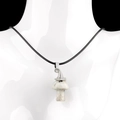 Vintage bohemian witch hat white crystal mushroom pendant necklace with black cord - Tianshan Blue