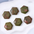 Pendenti a stella in unakite sfaccettata con trame naturali screziate verdi e rosa - Unakite