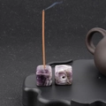 Natural purple amethyst cube incense holder with zen stone texture for home decor - Amethyst (1pc)