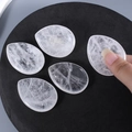 Polished natural white crystal thumb stones in water drop shape for stress relief - White Crystal