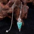 Tree of Life pendulum pendant with turquoise chips and copper coil in resin - Synthetic Blue Turquoise