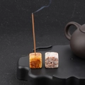 Natural orange agate stone cube incense holder with a rustic textured finish - Crazy Lace Agate (1pc)